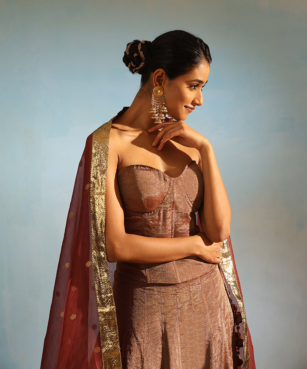 Brown_Handcrafted_Tissue_Silk_Kalidaar_Lehenga_Set_With_Organza_Dupatta_WeaverStory_05