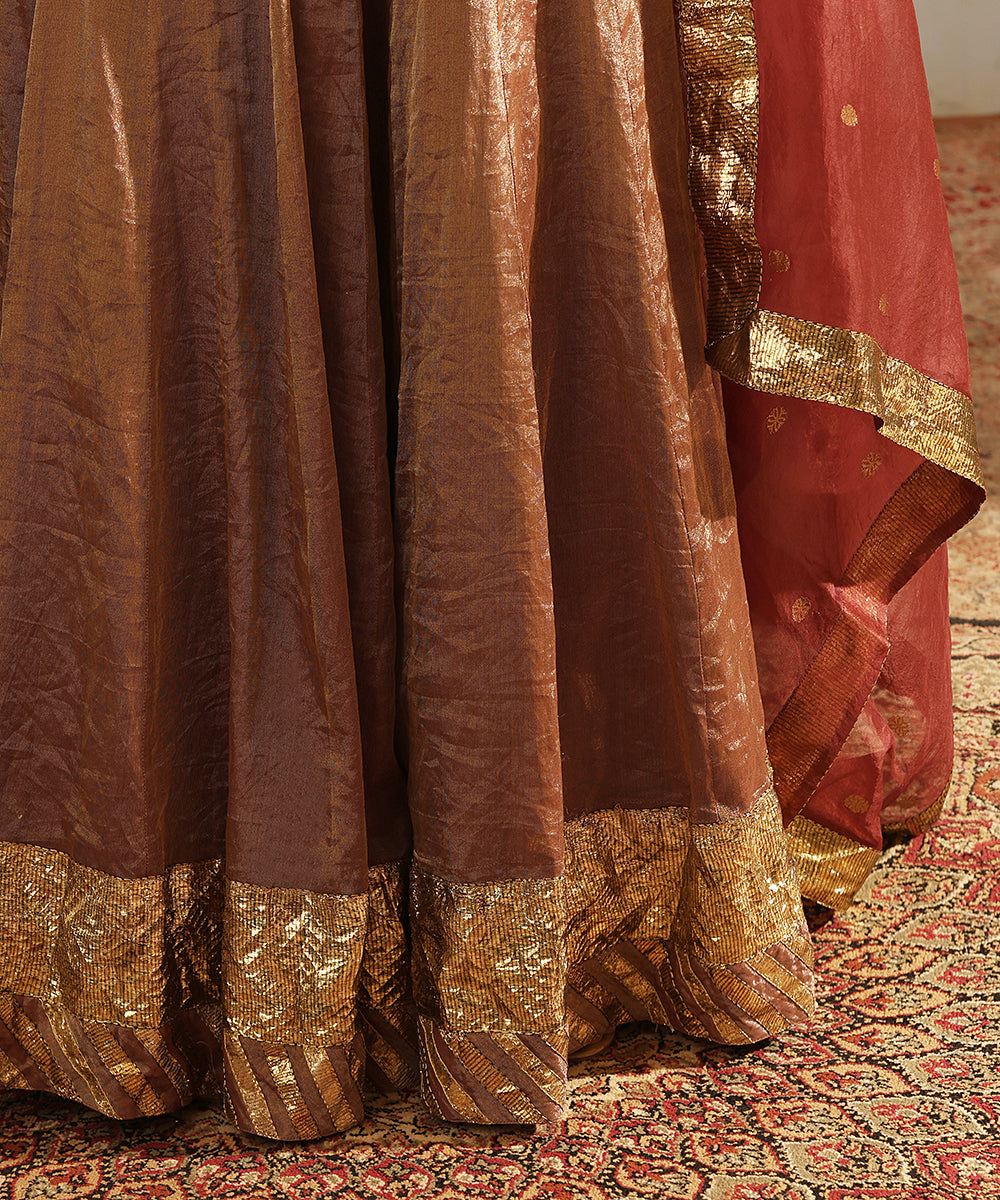 Brown_Handcrafted_Tissue_Silk_Kalidaar_Lehenga_Set_With_Organza_Dupatta_WeaverStory_06