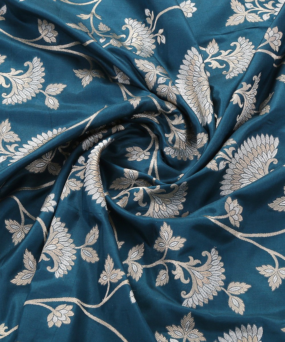 Teal_Blue_Handloom_Cutwork_Banarasi_Dupatta_with_Jangla_Design_WeaverStory_06