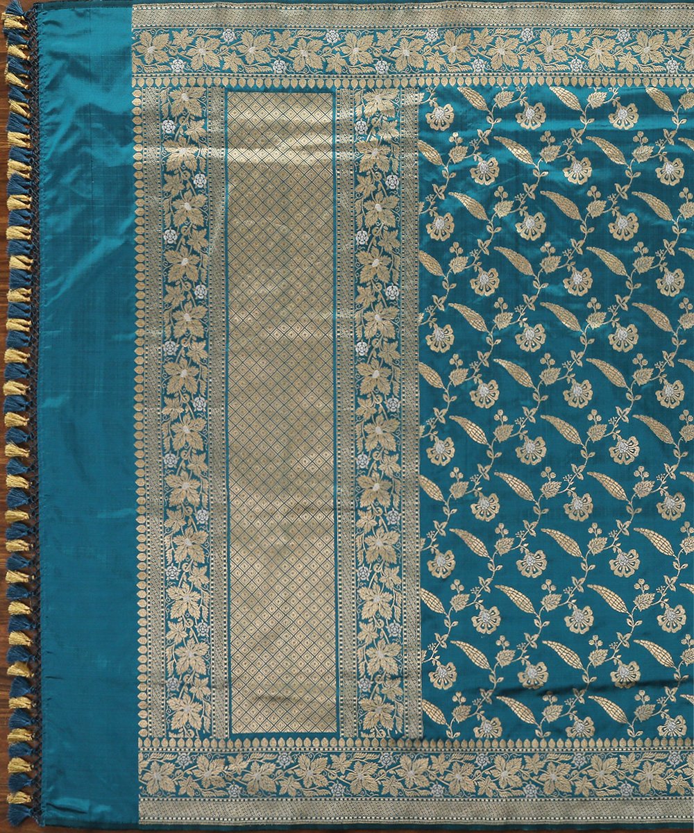 Teal_Blue_Handloom_Pure_Katan_Silk_Kadhwa_Jangla_Banarasi_Dupatta_WeaverStory_02