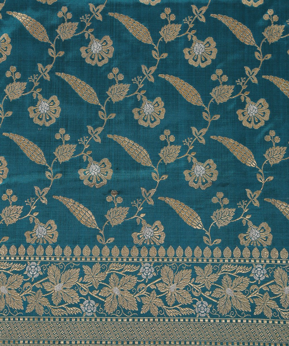 Teal_Blue_Handloom_Pure_Katan_Silk_Kadhwa_Jangla_Banarasi_Dupatta_WeaverStory_03