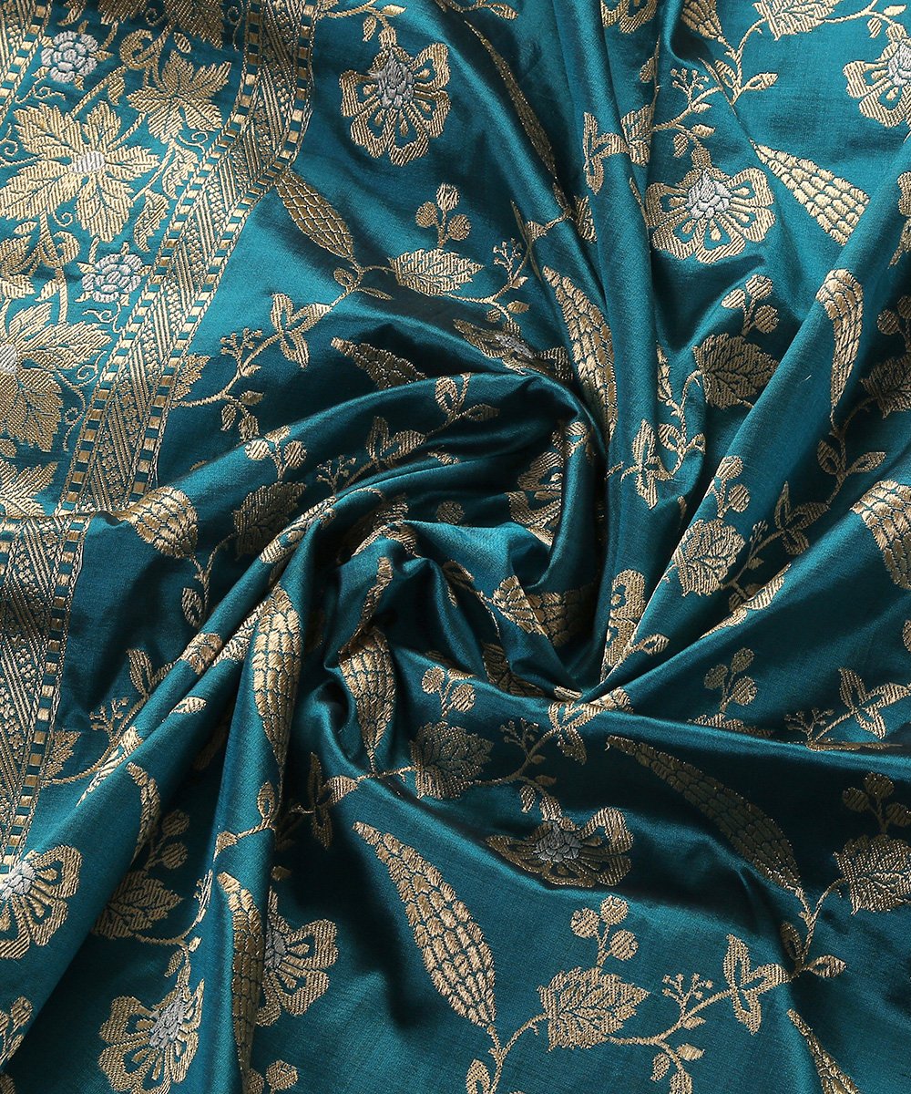 Teal_Blue_Handloom_Pure_Katan_Silk_Kadhwa_Jangla_Banarasi_Dupatta_WeaverStory_06