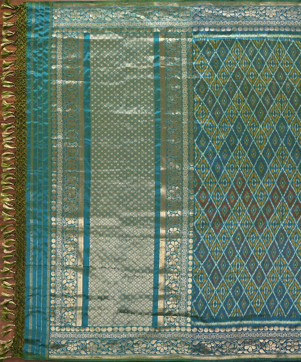 Aqua_Blue_Handloom_Pure_Silk_Ashawali_Patola_Dupatta_with_Floral_Border_WeaverStory_02