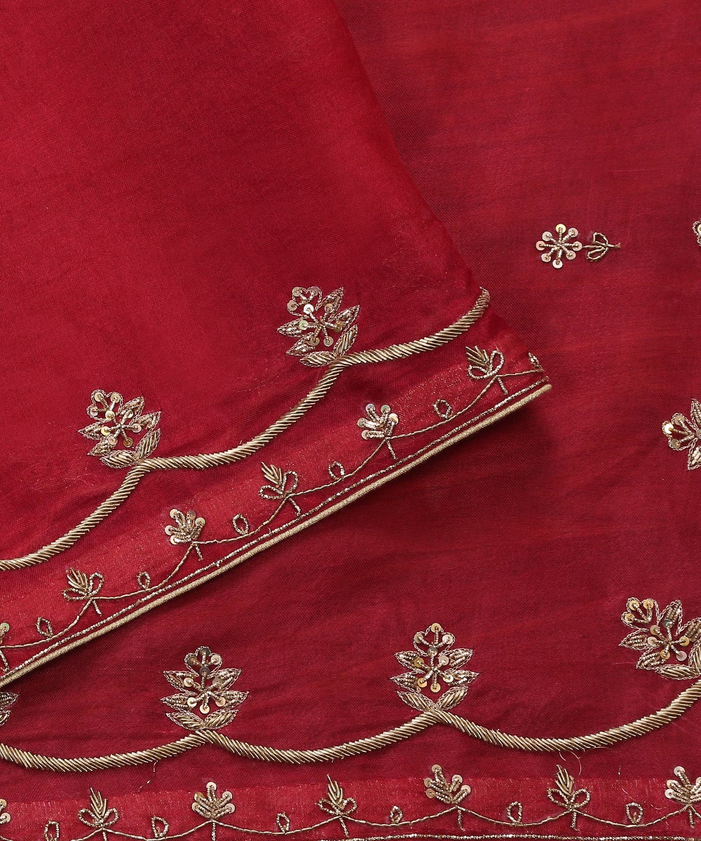Maroon_Handloom_Organza_Dupatta_with_Zardozi_border_WeaverStory_04