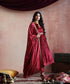 Maroon_Velvet_Hand_Embroidered_Gathered_Kurta_With_Salwar_And_Pure_Silk_Dupatta_WeaverStory_03