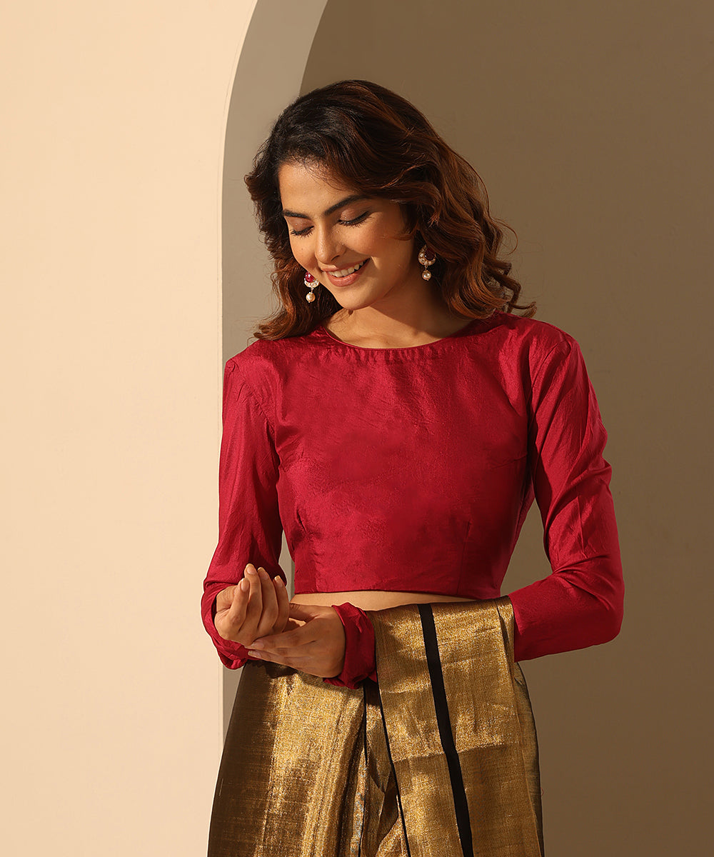 Viva_Magenta_Pure_Silk_Blouse_With_Zardozi_Work_WeaverStory_02