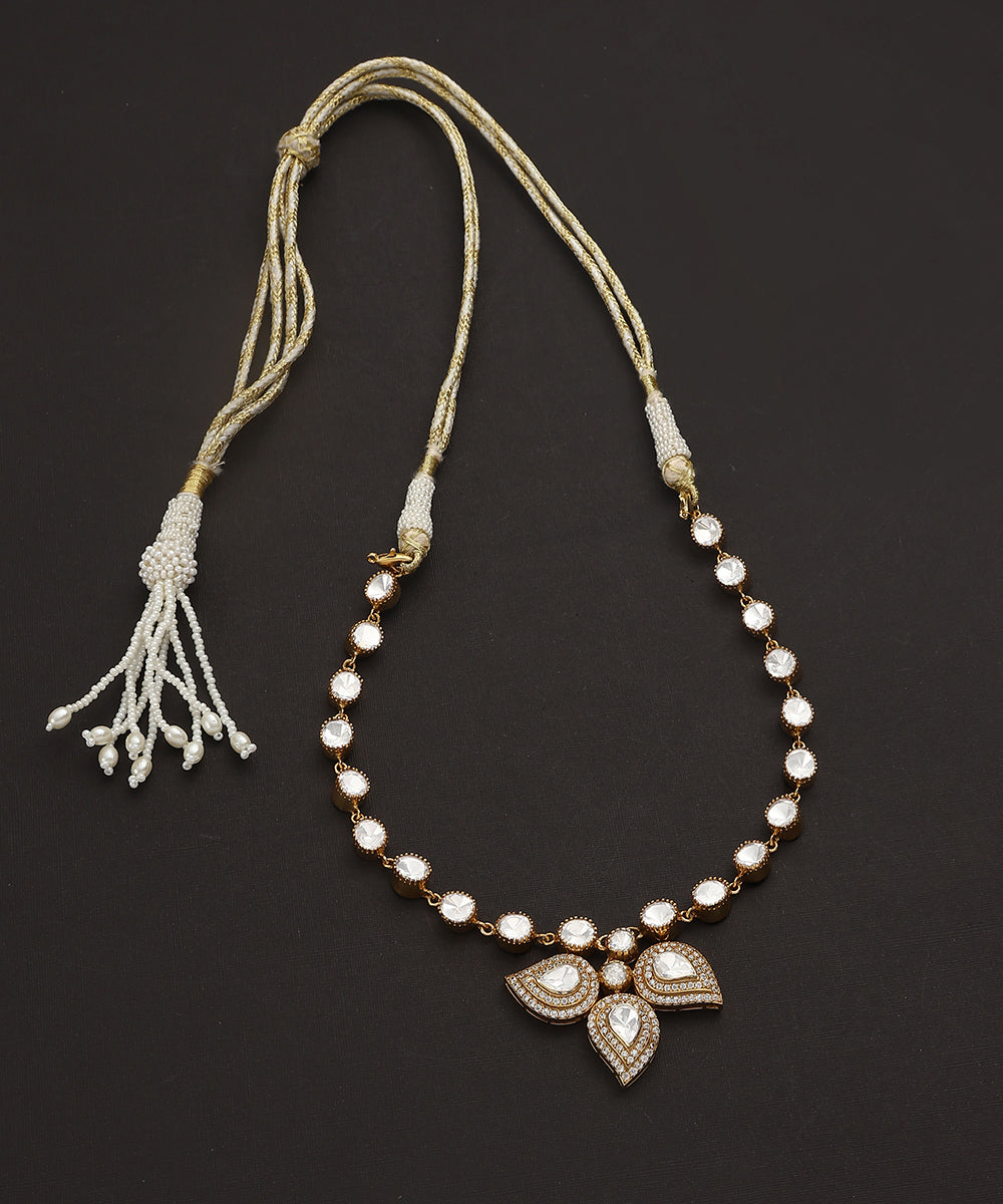 Devank_Handcrafted_Pure_Silver_Necklace_With_Moissanite_Polki_WeaverStory_02