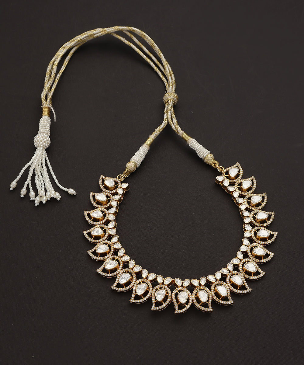 Hemadri_Handcrafted_Pure_Silver_Necklace_With_Moissanite_Polki_WeaverStory_02