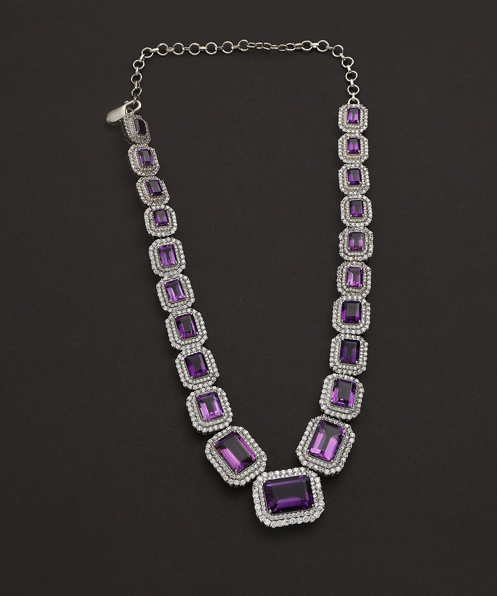 Agastya_Handcrafted_Pure_Silver_Necklace_With_Semi_Precious_Stones_WeaverStory_02