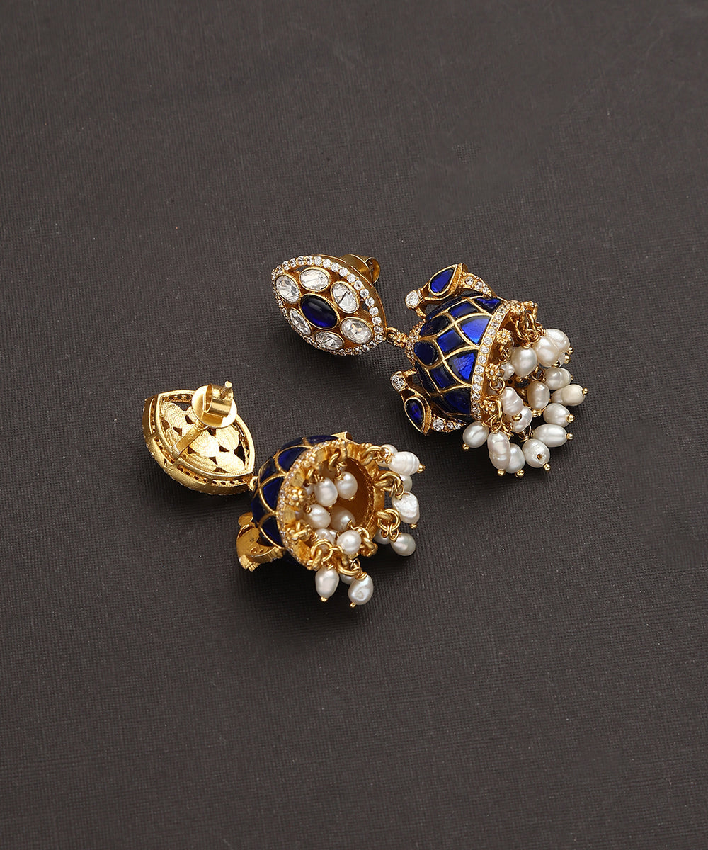 Swadha_Handcrafted_Pure_Silver_Kundan_Earrings_With_Semi_Precious_Stones_WeaverStory_03