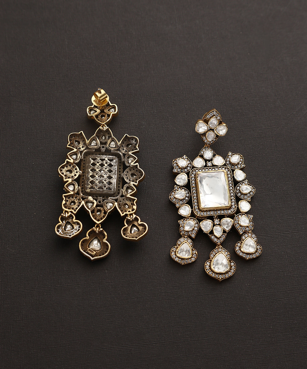 Yajur_Handcrafted_Pure_Silver_Earrings_With_Moissanite_Polki_WeaverStory_03