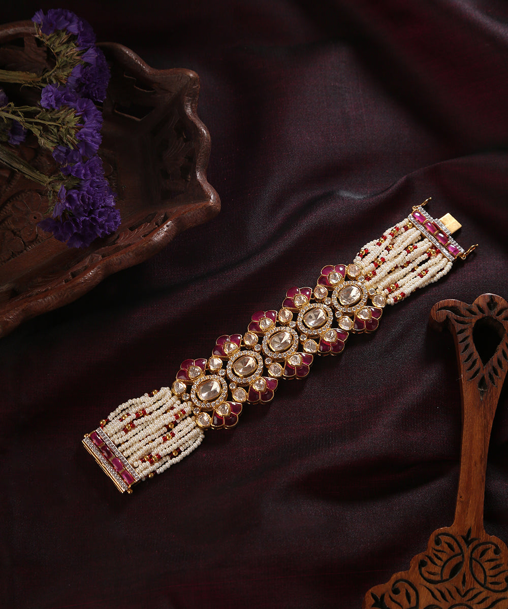 Fatima_Handcrafted_Pure_Silver_Bracelet_With_Moissanite_Polki_And_Pearls_WeaverStory_01