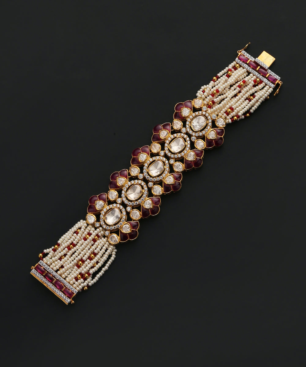 Fatima_Handcrafted_Pure_Silver_Bracelet_With_Moissanite_Polki_And_Pearls_WeaverStory_02