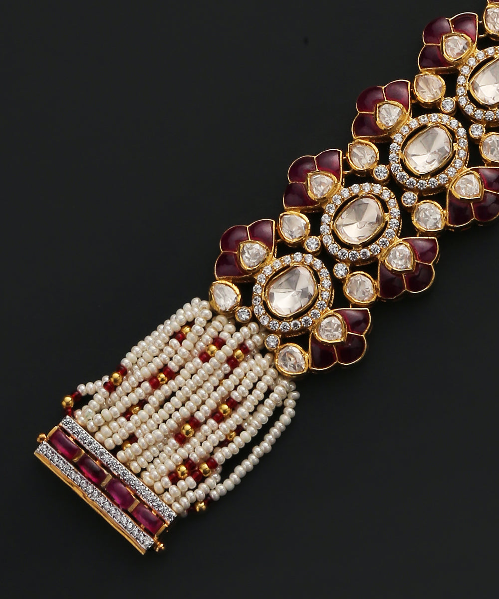 Fatima_Handcrafted_Pure_Silver_Bracelet_With_Moissanite_Polki_And_Pearls_WeaverStory_03