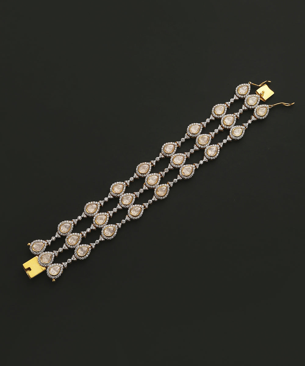 Fareeha_Handcrafted_Pure_Silver_Bracelet_With_Moissanite_Polki_And_Swarovski_WeaverStory_02