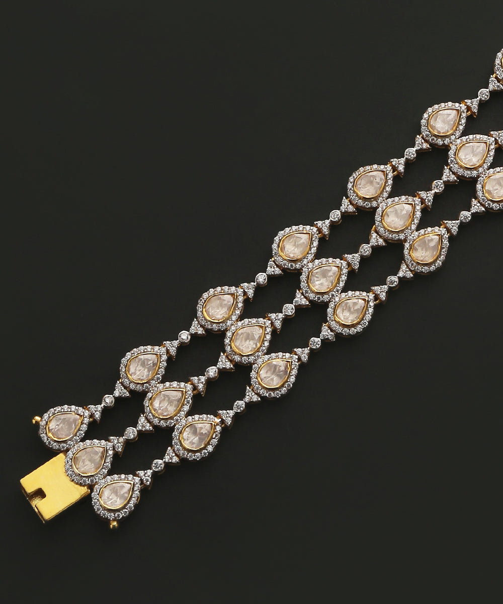 Fareeha_Handcrafted_Pure_Silver_Bracelet_With_Moissanite_Polki_And_Swarovski_WeaverStory_03