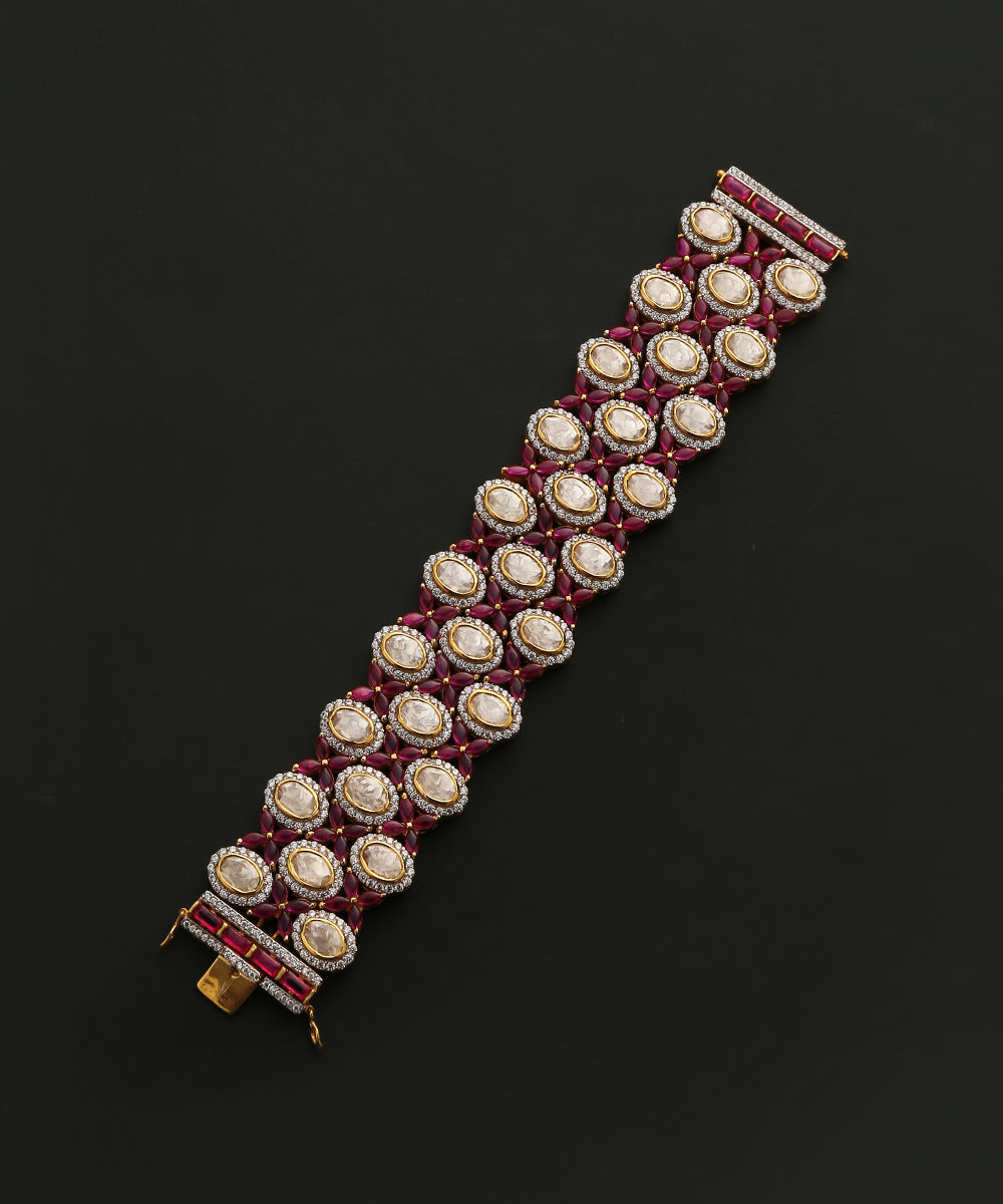 Eman_Handcrafted_Pure_Silver_Bracelet_With_Moissanite_Polki_And_Swarovski_WeaverStory_02