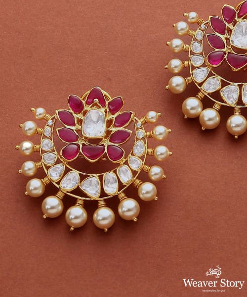 Meher_Handcrafted_Moissanite_Polki_Earrings_with_Pure_Silver_WeaverStory_03