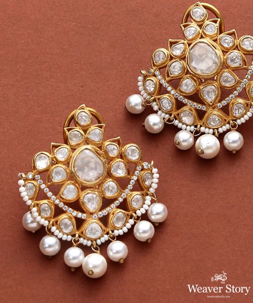 Sia_Pure_Silver_Handcrafted_with_Moissanite_Polki_Earring_WeaverStory_03