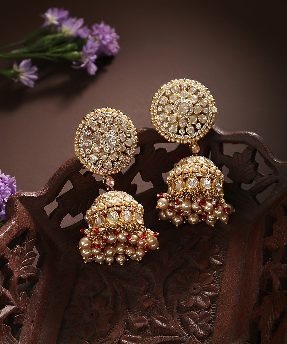 Faezaah_Handcrafted_Moissanite_Polki_Pure_Silver_Jhumka_With_Pearls_WeaverStory_01