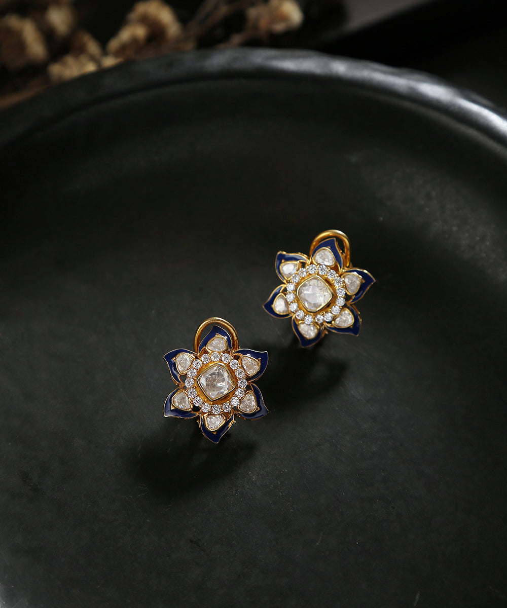 Neelkash_Earrings_Handcrafted_In_Pure_Silver_With_Moissanite_Polki_WeaverStory_01