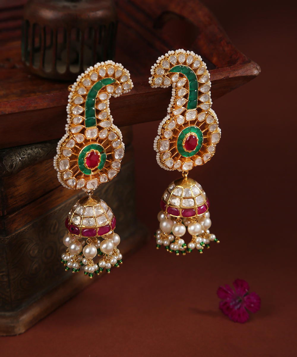 Noushin_Moissanite_Polki_Earring_with_Pure_Silver_and_Tiny_Pearls_WeaverStory_01