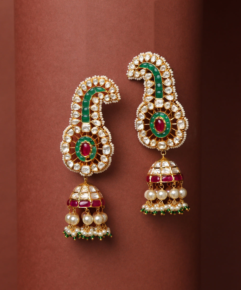 Noushin_Moissanite_Polki_Earring_with_Pure_Silver_and_Tiny_Pearls_WeaverStory_02