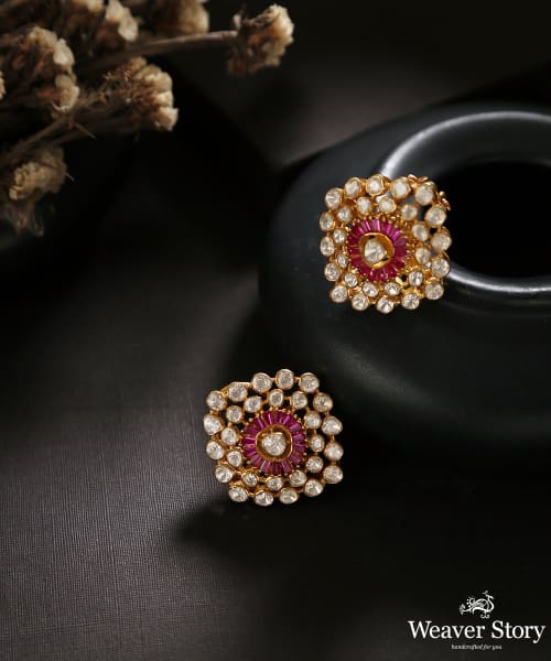 Rangat_Earrings_With_Moissanite_Polki_Handcrafted_In_Pure_Silver_WeaverStory_01