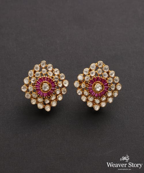 Rangat_Earrings_With_Moissanite_Polki_Handcrafted_In_Pure_Silver_WeaverStory_02