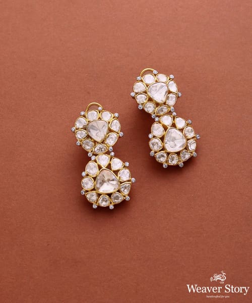 Bahara_Pure_Silver_Handcrafted_Moissanite_Polki_Earring_WeaverStory_02