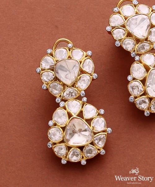 Bahara_Pure_Silver_Handcrafted_Moissanite_Polki_Earring_WeaverStory_03