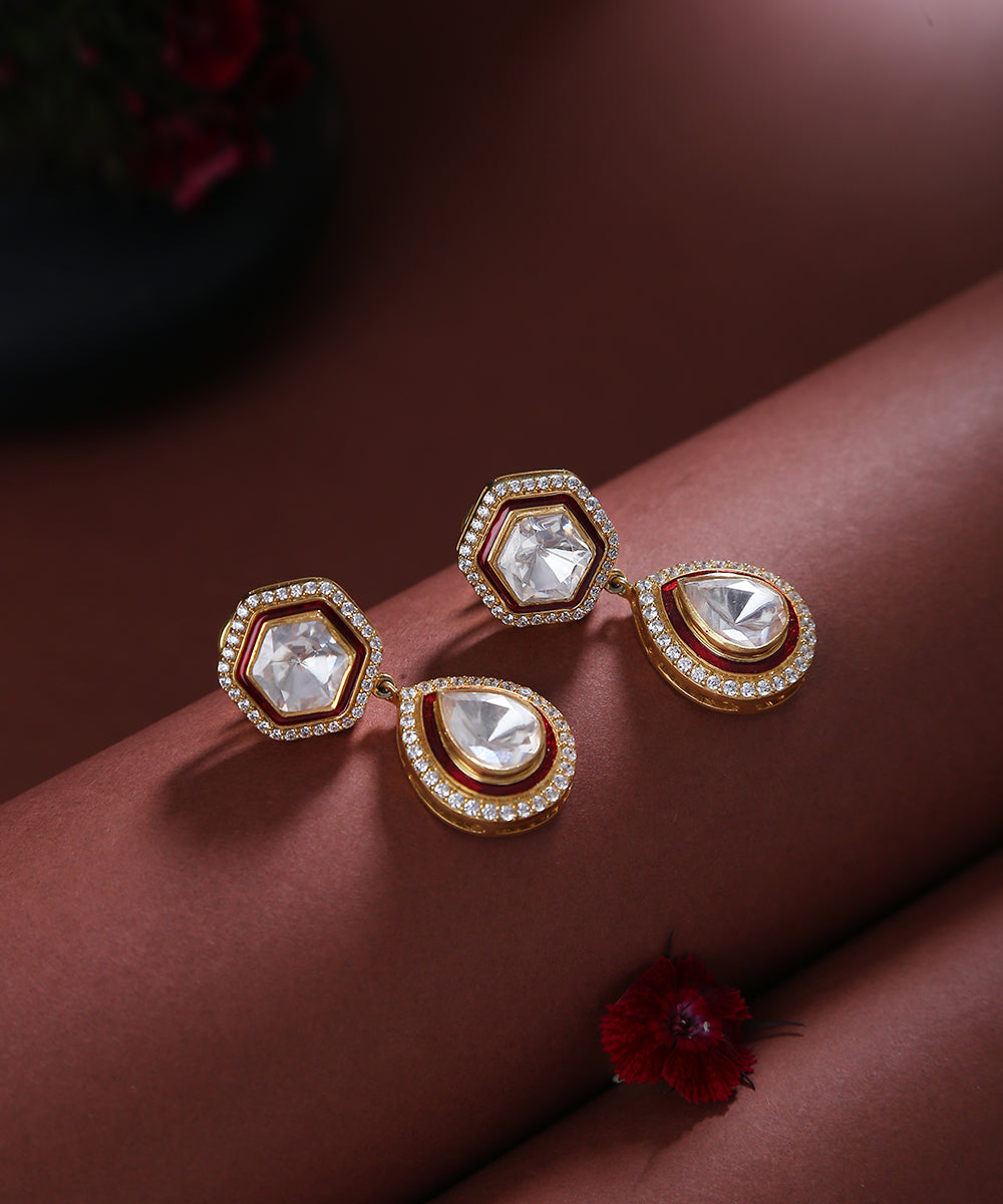 Pakiza_Moissanite_Polki_Earring_with_Pure_Silver_WeaverStory_01
