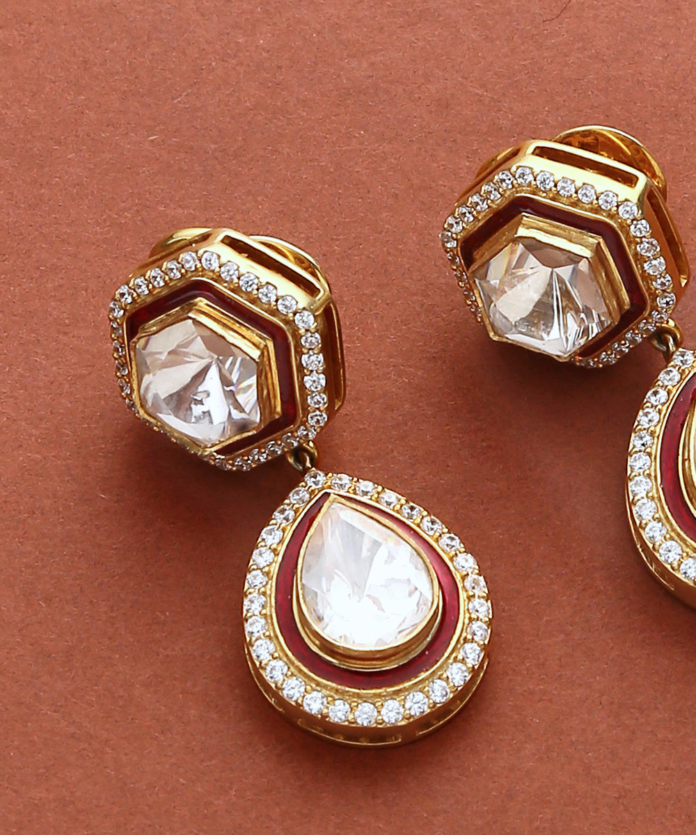 Pakiza_Moissanite_Polki_Earring_with_Pure_Silver_WeaverStory_03