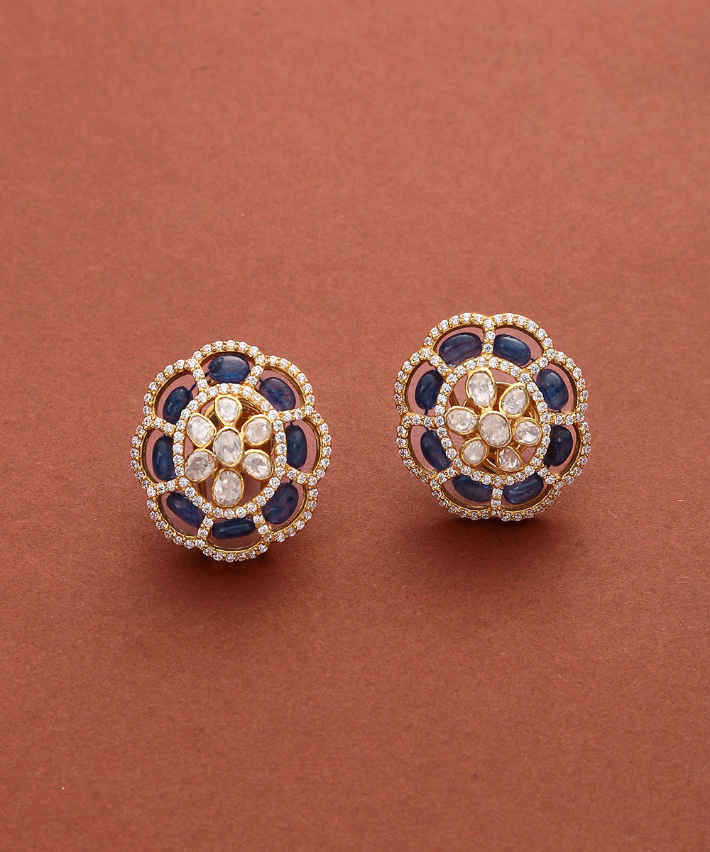Nargis_Pure_Silver_Handcrafted_Moissanite_Polki_Stud_Earring_WeaverStory_02