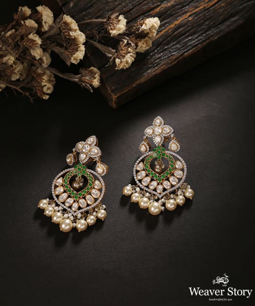 Miraaz_Earrings_Handcrafted_In_Pure_Silver_With_Moissanite_Polki_WeaverStory_01
