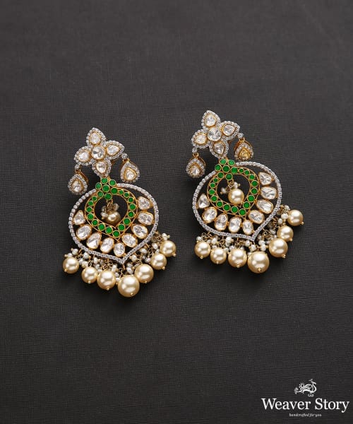 Miraaz_Earrings_Handcrafted_In_Pure_Silver_With_Moissanite_Polki_WeaverStory_02
