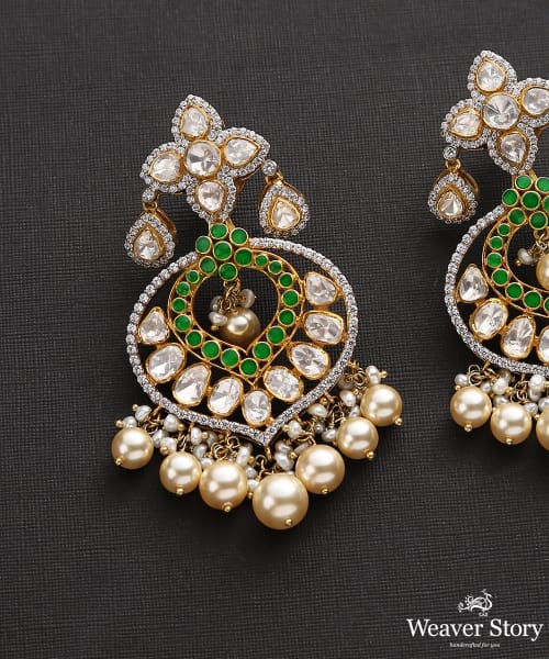 Miraaz_Earrings_Handcrafted_In_Pure_Silver_With_Moissanite_Polki_WeaverStory_03