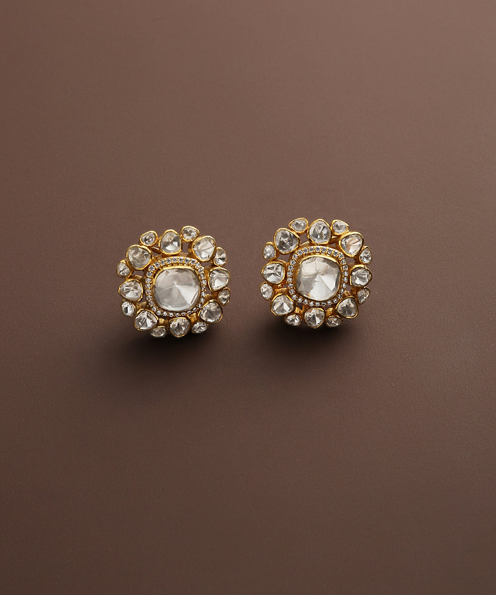 Ditya_Moissanite_Polki_Studs_Handcrafted_In_Pure_Silver_WeaverStory_02