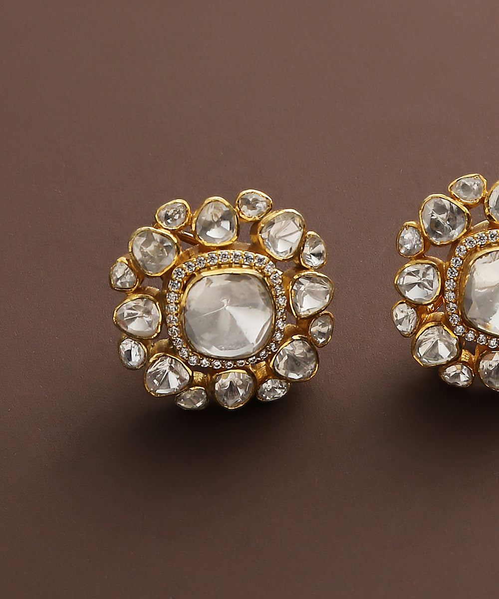 Ditya_Moissanite_Polki_Studs_Handcrafted_In_Pure_Silver_WeaverStory_03