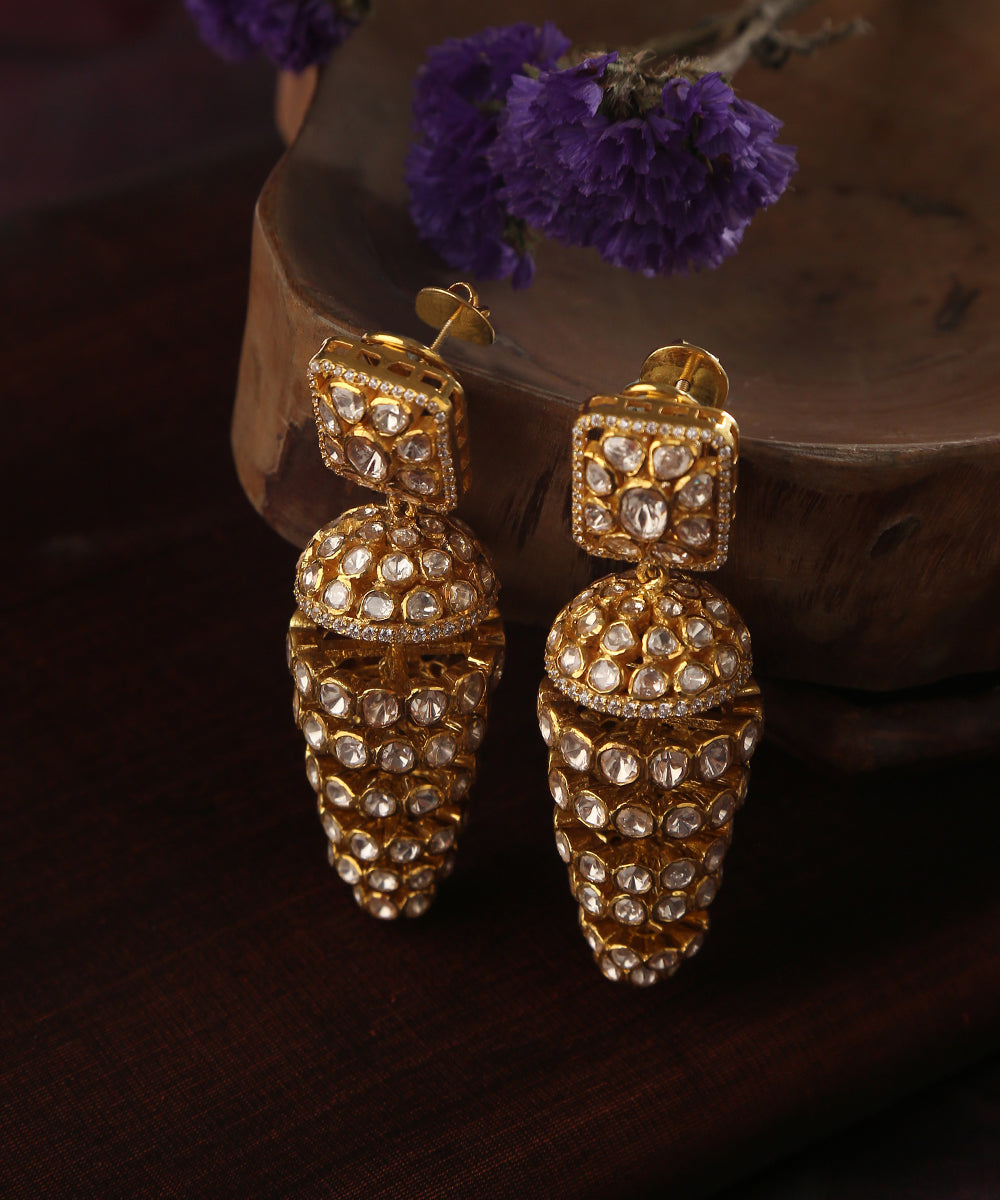 Zehhra_Handcrafted_Pure_Silver_Earrings_With_Moissanite_Polki_And_Stones_WeaverStory_01
