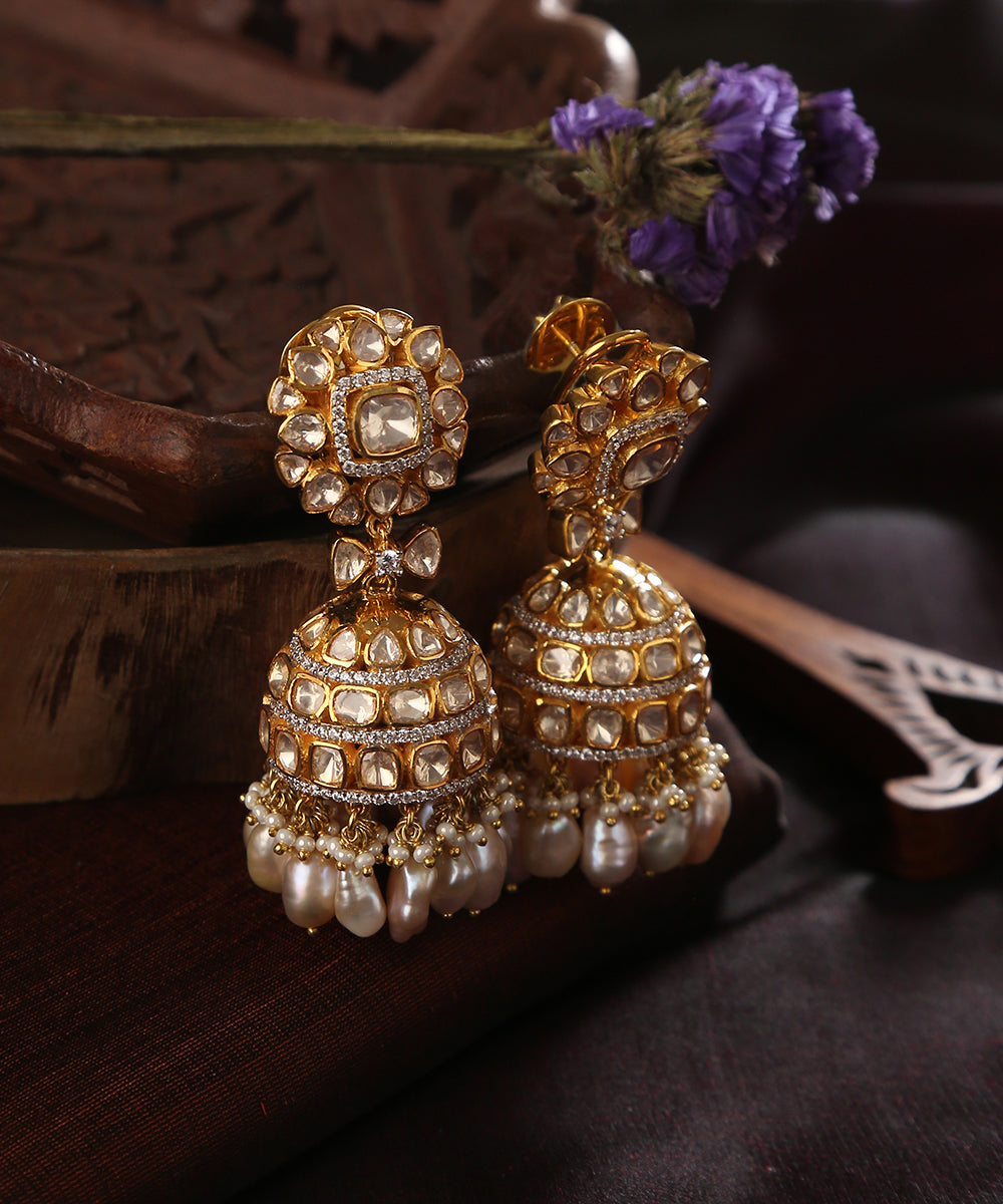 Inaya_Handcrafted_Pure_Silver_Earrings_With_Melons_And_Moissanite_Polki_WeaverStory_01