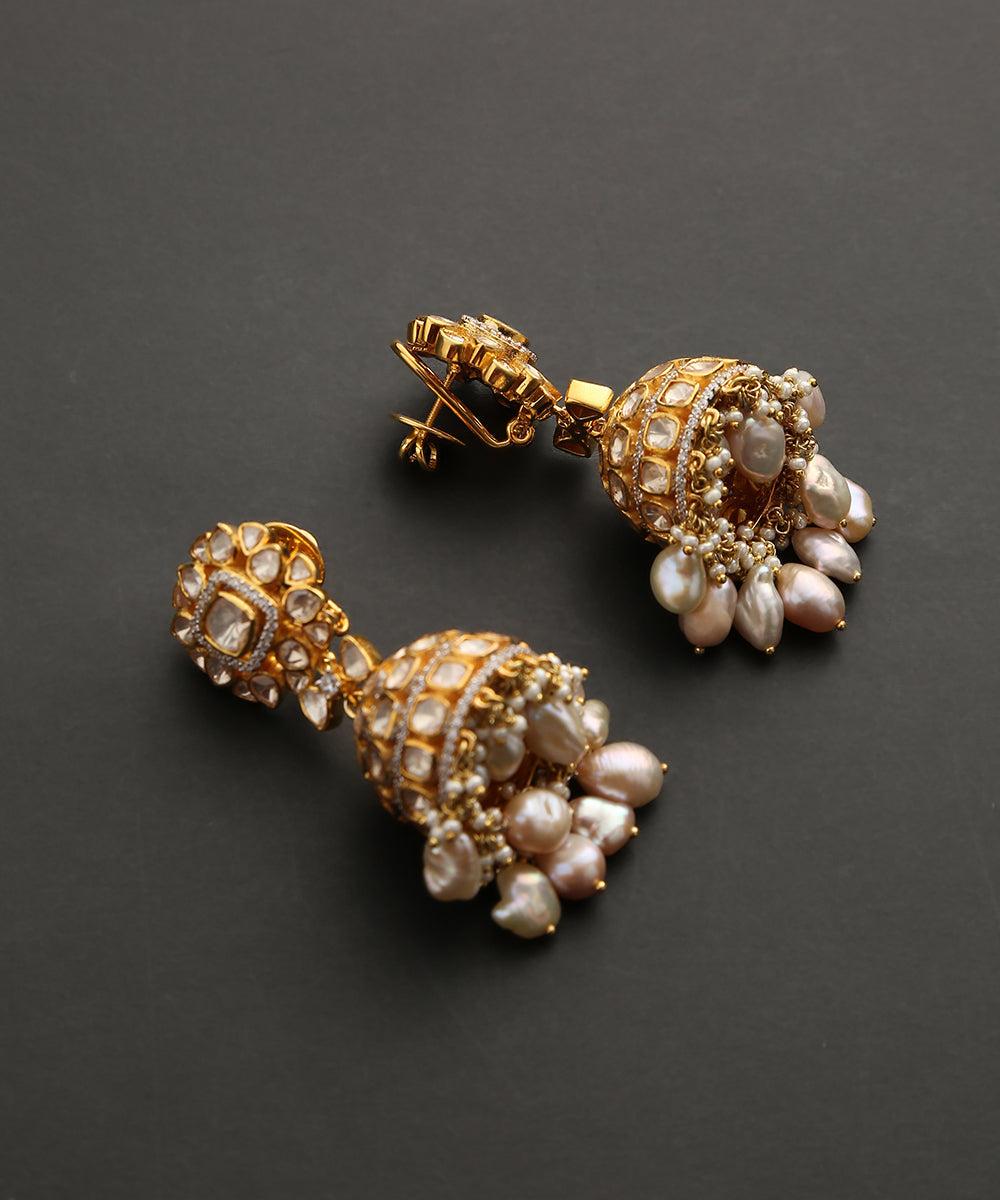 Inaya_Handcrafted_Pure_Silver_Earrings_With_Melons_And_Moissanite_Polki_WeaverStory_03