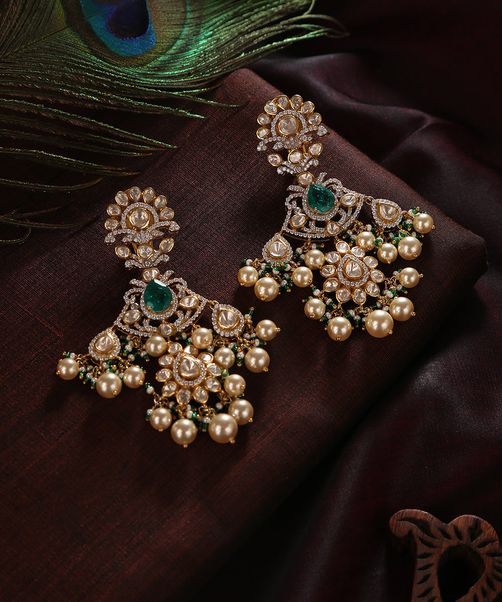 Rimsha_Handcrafted_Pure_Silver_Earrings_With_Stones,_Pearls_And_Moissanite_Polki_WeaverStory_01