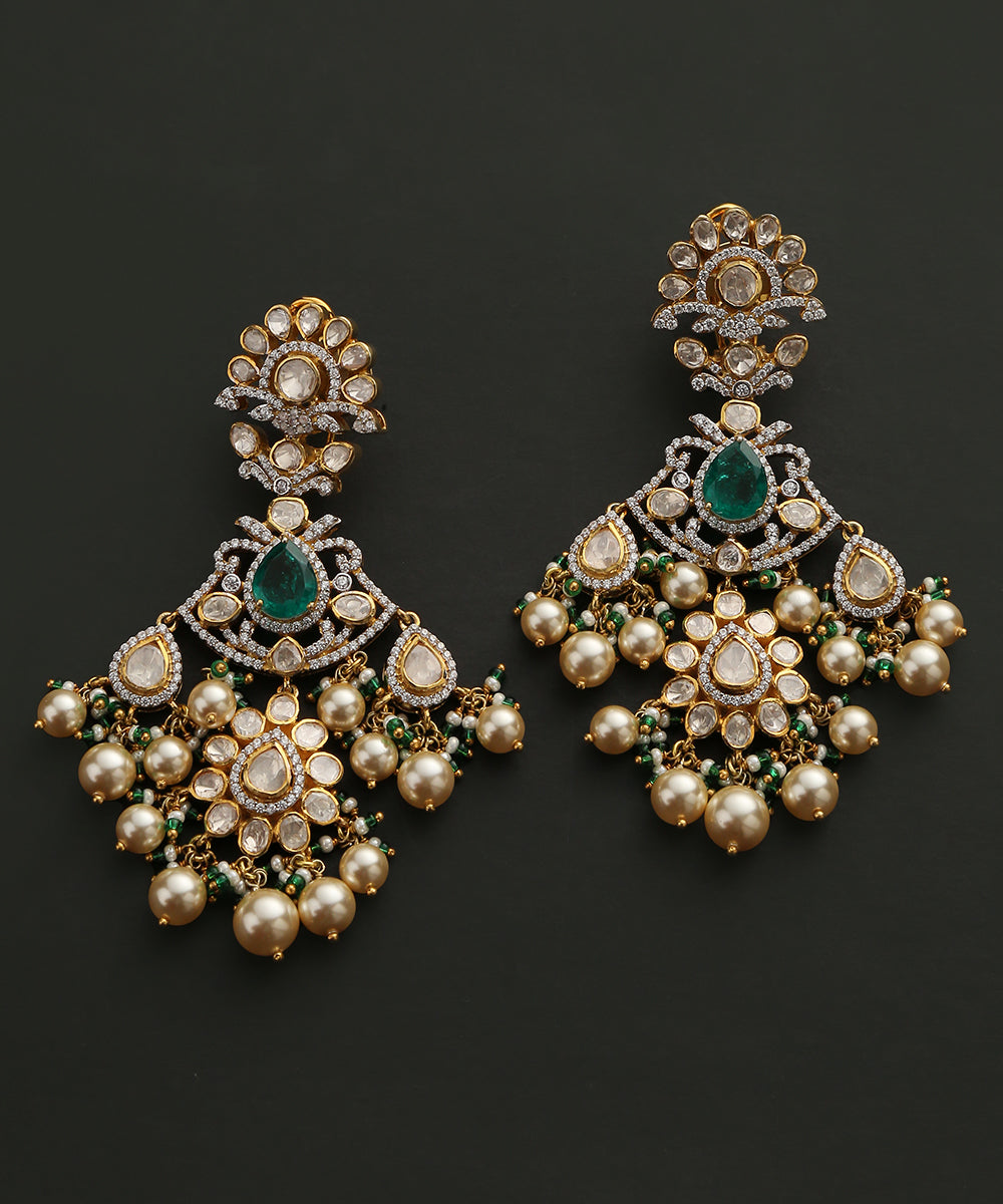 Rimsha_Handcrafted_Pure_Silver_Earrings_With_Stones,_Pearls_And_Moissanite_Polki_WeaverStory_02