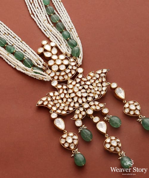 Falguni_Pure_Silver_Necklace_with_Moissanite_Polki_WeaverStory_03