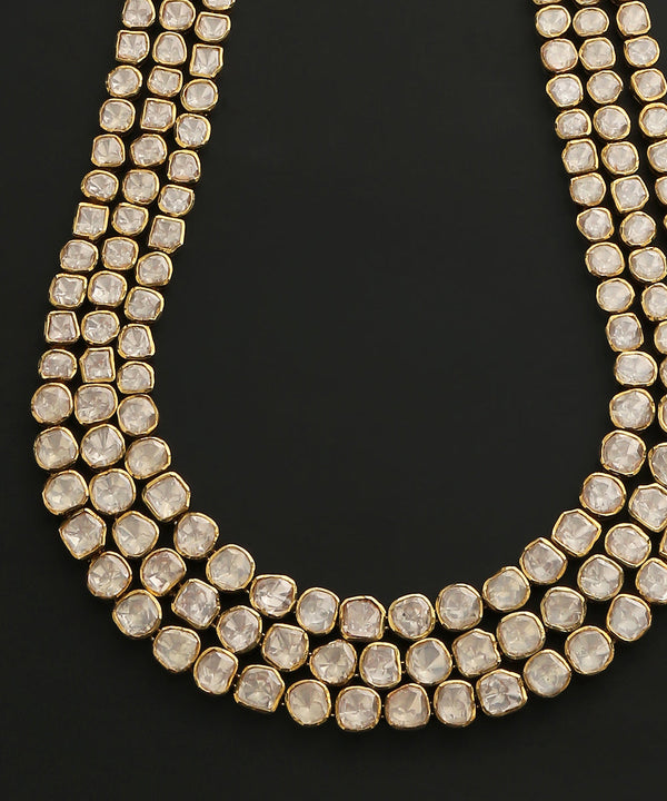 Zoya Handcrafted Pure Silver Necklace With Moissanite Polki WeaverStory