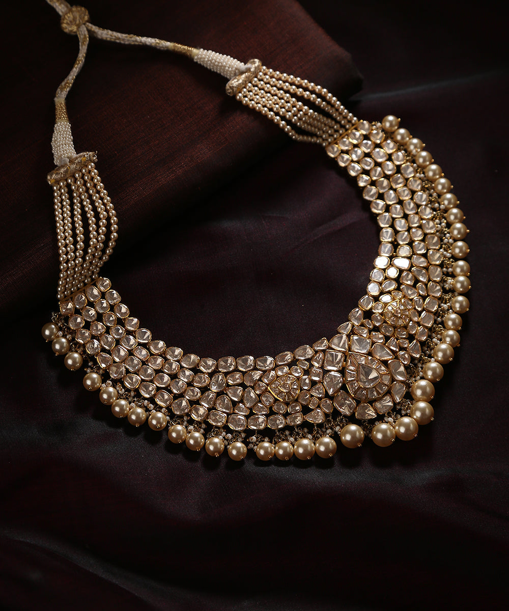 Handcrafted_Pure_Silver_Necklace_With_Moissanite_Polki_And_Beads_WeaverStory_01