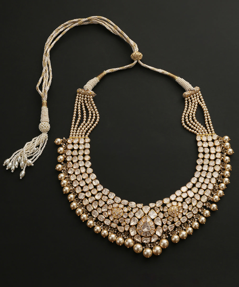 Handcrafted_Pure_Silver_Necklace_With_Moissanite_Polki_And_Beads_WeaverStory_02