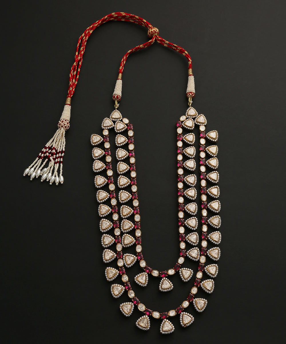 Tahira_Handcrafted_Pure_Silver_Necklace_With_Moissanite_Polki_And_Ruby_WeaverStory_02