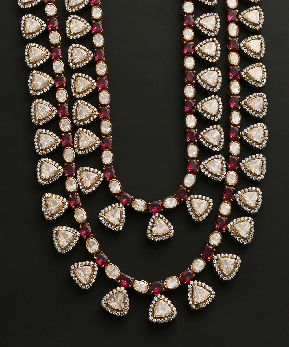 Tahira_Handcrafted_Pure_Silver_Necklace_With_Moissanite_Polki_And_Ruby_WeaverStory_03
